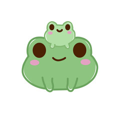 Cute Kawaii Frog Family Cartoon PNG Clipart