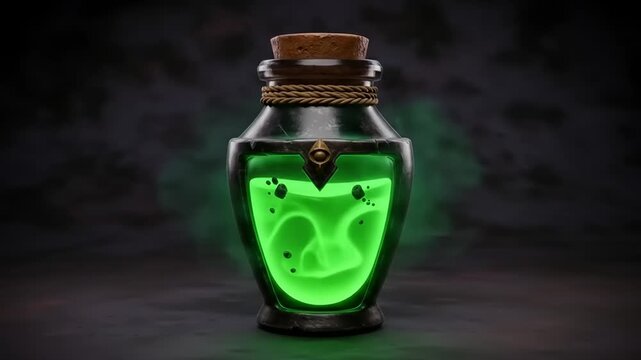 Mysterious glowing potion in a decorative jar