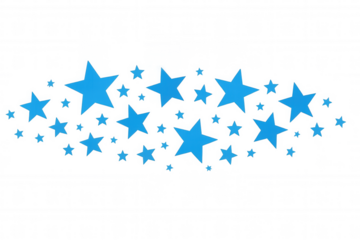 Shining blue stars cluster on transparent background for celebration, magic, decoration and fantasy design concepts