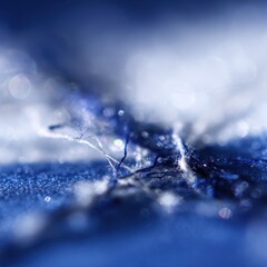 Closeup blue fabric threads