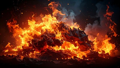 Fiery blaze consuming dark fuel