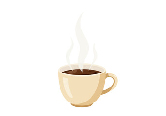 Obraz premium A beige mug filled with dark brown coffee emits delicate wisps of steam