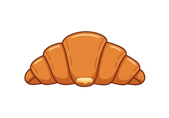A cartoonstyle crescentshaped tancolored croissant with a butter glob at the base
