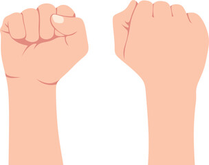 Two closed fists raised in the air
