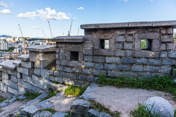 Seoul, South Korea &ndash; September.21.2025: Stone Fortress Wall at Naksan Park