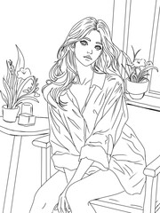 girl in a dress shirt sitting on chair