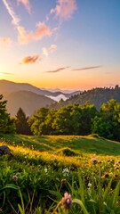 Obraz premium Misty mountain sunrise (3)