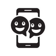 Mobile chat with smiley faces icon