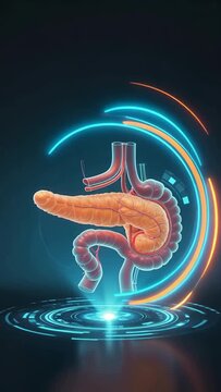 3D Animation of the Digestive System Showing the Pancreas, Intestines, and Blood Vessels for Medical Education and Research Purposes