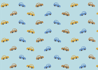 A car hand drawn illustration with soft blue background. Decoration illustration, hand drawn print ads, kids wear business, textile	