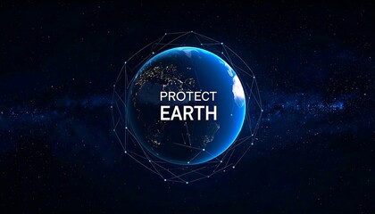 Earth graphic, glowing, dark space