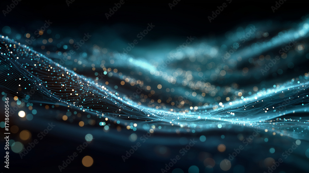 Wall mural digital stream abstract: a mesmerizing digital stream in abstract, a flowing river of data with a su