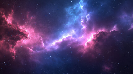 Fototapeta premium Pink-blue two-toned nebula with smoky light effects cosmic background, for sci-fi creative design, space exploration projects and visual arts