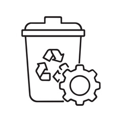 Recycling Bin with Gear Icon for Sustainable Development