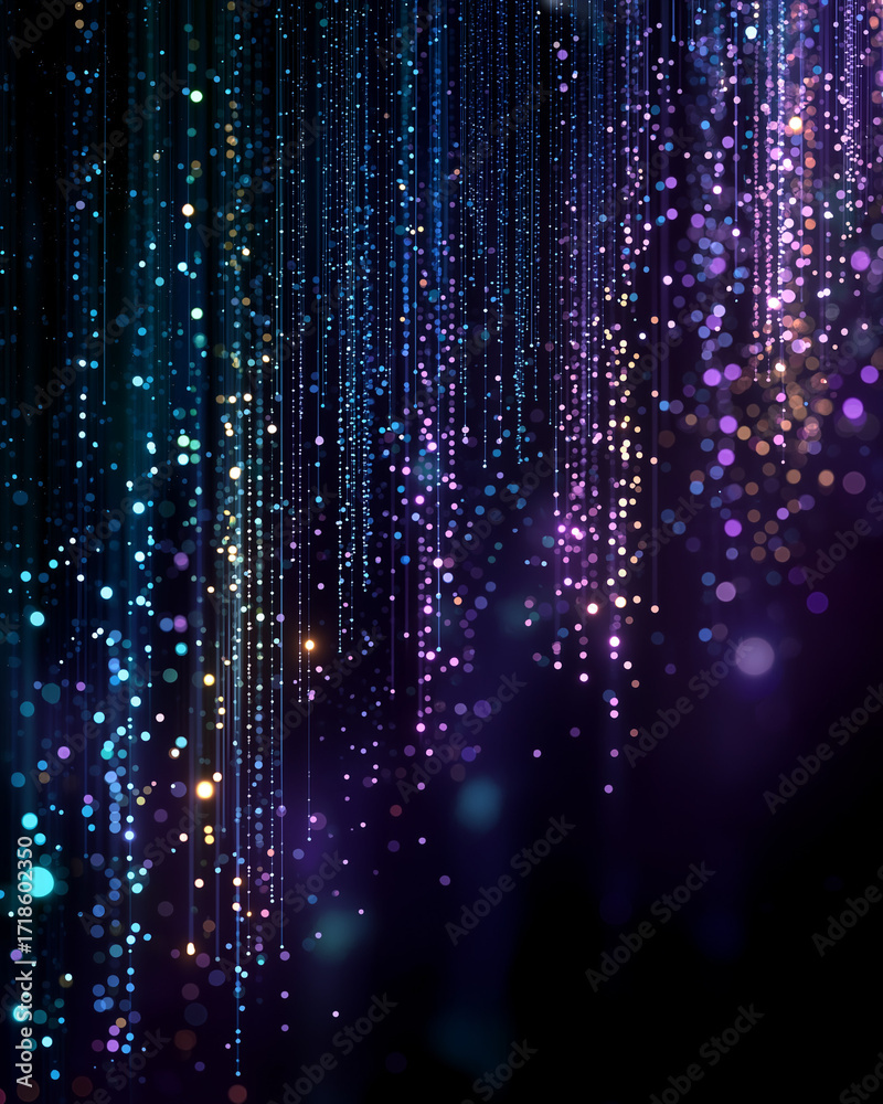 Wall mural abstract bokeh particles: an immersive, artistic rendering of cascading bokeh particles, shimmering 