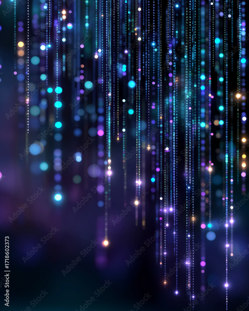 Wall mural abstract light display: a captivating digital artwork showcases streams of light with bokeh effect. 