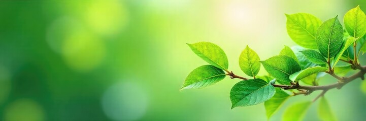 Naklejka premium Lush Green Branch with New Growth A Fresh Start for Spring and Monday Morning