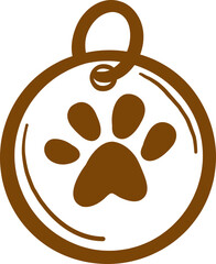 Pet Tag Circle Icon With Paw Print