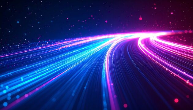 Abstract digital neon speed lines - Powered by Adobe