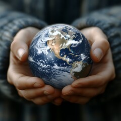 Earth held gently in cupped hands