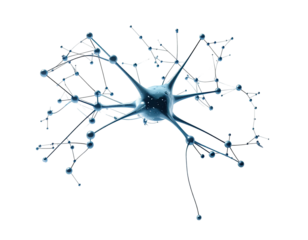 3D illustration of a neuron with intricate network of connections