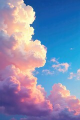 Intricate, swirling cloudscapes painted across a vibrant, clear sky, evoking a sense of boundless imagination and ethereal beauty , magical, mood