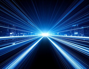 Futuristic night city highway