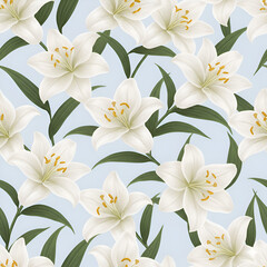 seamless pattern with white flowers