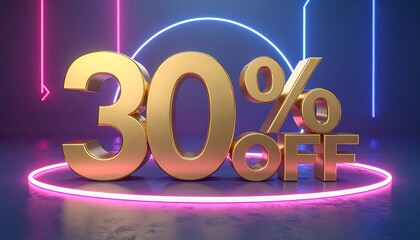 Golden 30% off sale neon sign