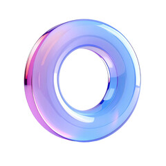 Glossy, vibrant,  circular, translucent ring,  gradient of purple and blue