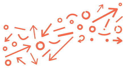 Dynamic hand-drawn arrows and shapes illustrating direction, progress, and decision making in a vibrant, modern style.
