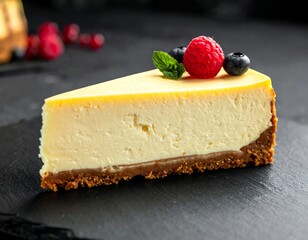 Creamy cheesecake slice with berries