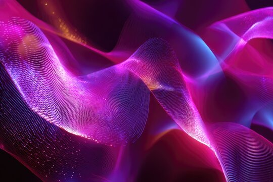 Abstract swirling neon waves of pink and blue