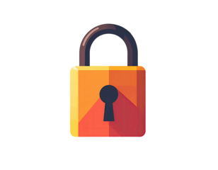 Pixelated orange padlock with dark keyhole