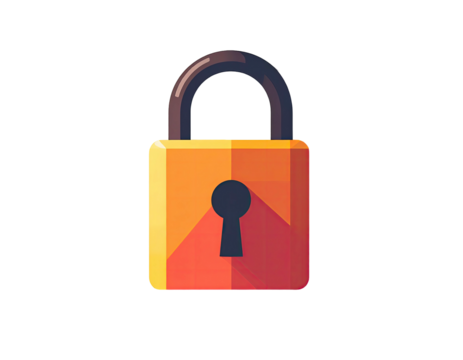 Pixelated orange padlock with dark keyhole - Powered by Adobe