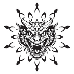 Dragon head vector illustration on a white background.Simple design,perfect for various uses.