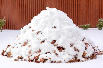 Snowy pile of leaves