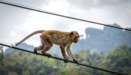 Monkey on power lines