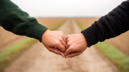 Two hands forming heart shape outdoors