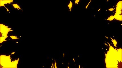 Bright orange flame bursts against a dark backdrop, creating a dramatic and energetic visual effect. Perfect for action-packed projects