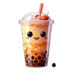 Cute boba drink in a clear cup