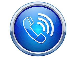 Blue circular button with phone icon and radiating waves