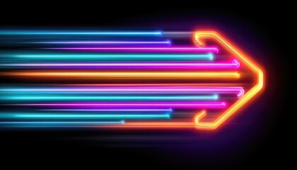 Neon arrow with streaks of light