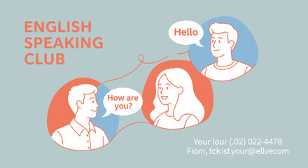 Fototapeta premium Enhance your English with friendly conversations and improve speaking skills in a community speaking club, perfect for language learning and practice