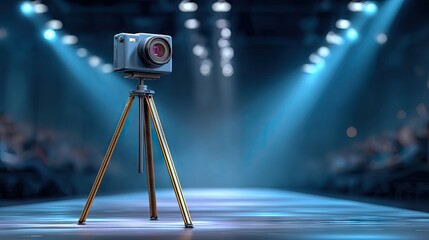 Camera on tripod at fashion show