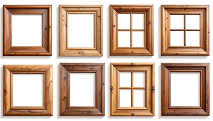 Nine wooden picture frames, various styles