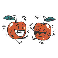 hand drawn doodle apple character