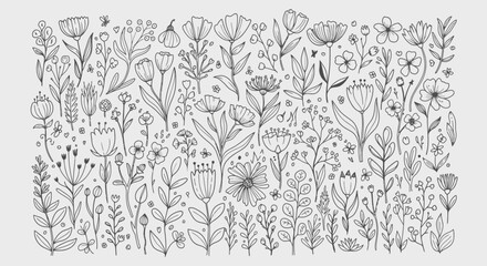 Elegant floral doodle pattern for stunning textile designs and creative projects, perfect for adding a touch of nature and whimsy to any surface