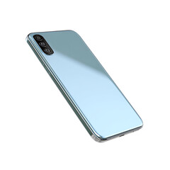 Sleek mobile phone featuring a smooth reflective surface set against a stark background emphasizing its modern and minimalist design