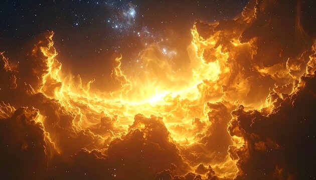 Fiery clouds in space